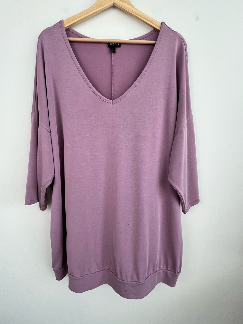 Torrid light purple modal poly v-neck banded top, size 3X.